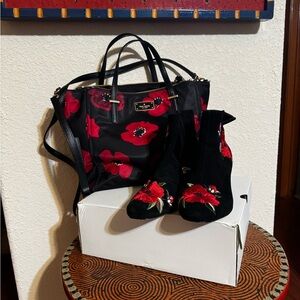 Kate Spade Black and Red Floral Tote